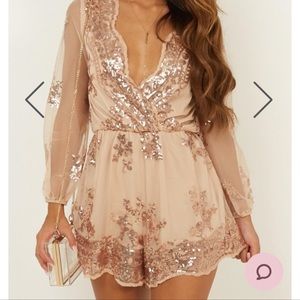 Big Baller playsuit in Rose Gold Sequin
